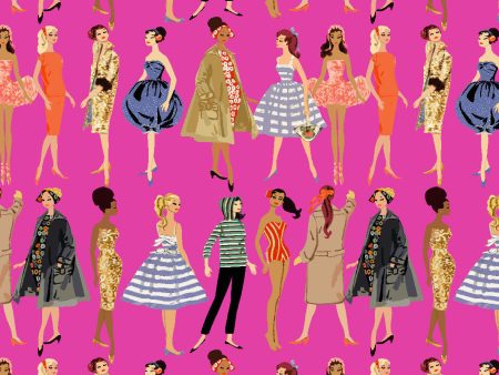 Vintage Illustration  Wallpaper - 219 Barbie™ Pink For Discount