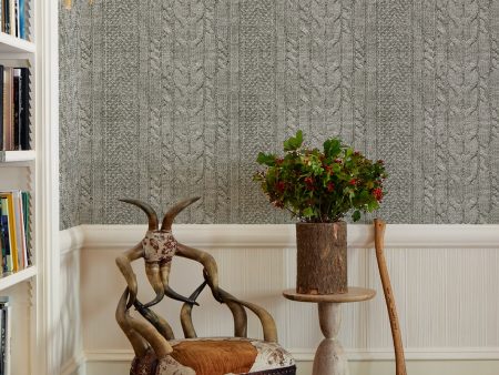 Cable Knit  Wallpaper by Lingua Franca - Heather Gray Hot on Sale