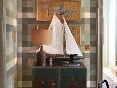 Bellport Madras Large  Wallpaper by Chris Benz - Gray Online Hot Sale