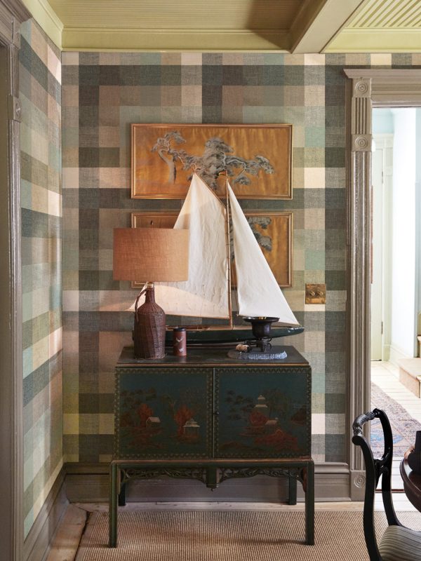 Bellport Madras Large  Wallpaper by Chris Benz - Gray Online Hot Sale