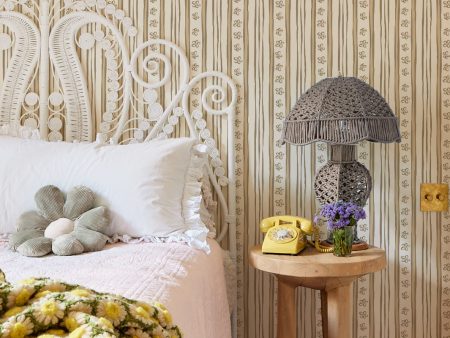 Rita s Stripes  Wallpaper by Lingua Franca - Oatmeal Online Sale