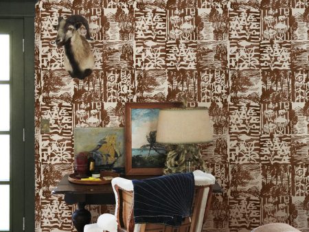 Checkerboard Block Print  Wallpaper by Chris Benz - Dark Brown Online now