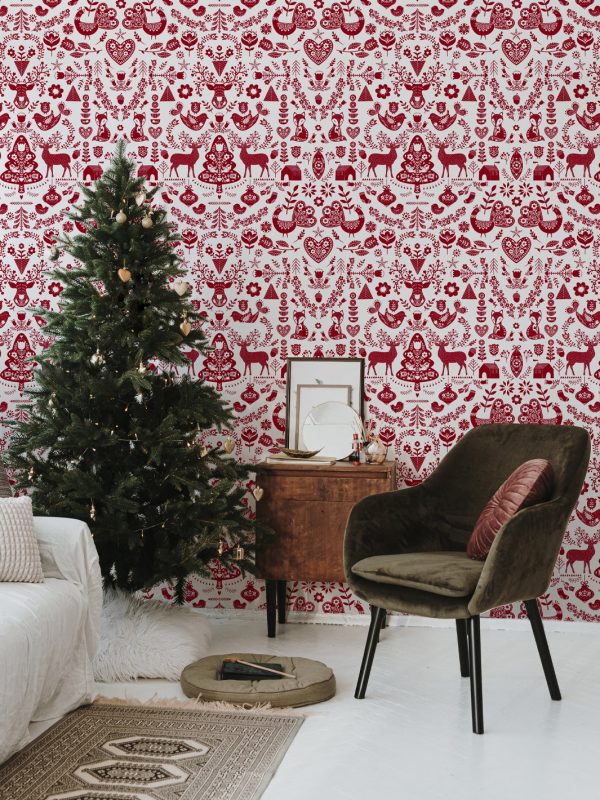 Annika  Scandinavian  Wallpaper by Nathan Turner - Red Fashion