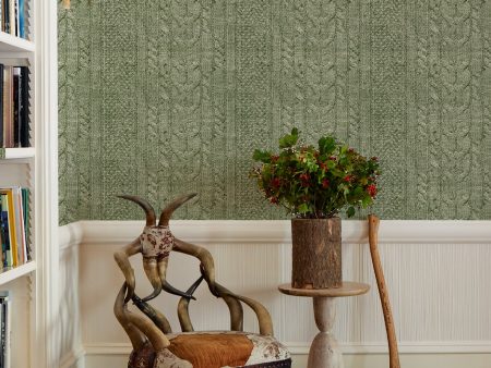 Cable Knit  Wallpaper by Lingua Franca - Hunter Green Sale