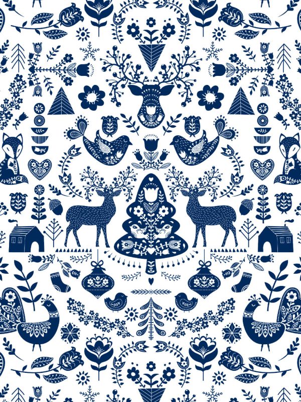 Annika  Scandinavian  Wallpaper by Nathan Turner - Navy Sale