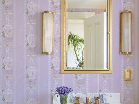 Embroidered Birdcages  Wallpaper by Lingua Franca - Lavender Hot on Sale