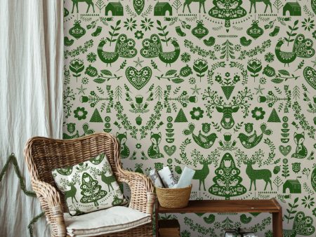 Annika  Scandinavian  Wallpaper by Nathan Turner - Green Online Hot Sale