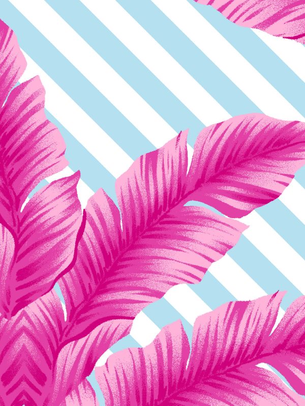 BarbieStyle™ Isla Palm  Wallpaper - 219 Barbie™ Pink & Baby Blue For Sale