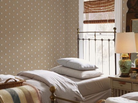 Chenille Dots Small  Wallpaper by Chris Benz - White on Taupe Fashion