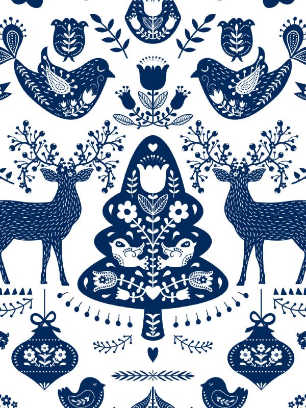 Annika  Scandinavian  Wallpaper by Nathan Turner - Navy Sale