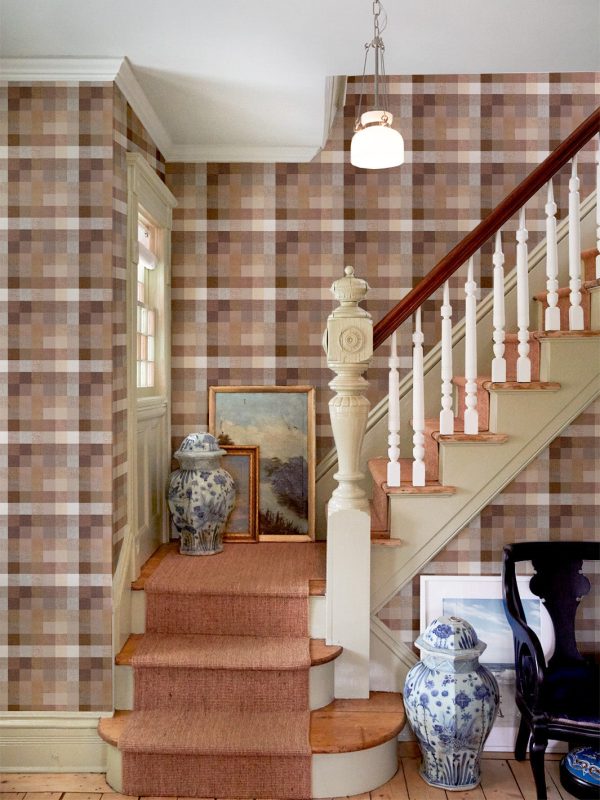 Bellport Madras Small  Wallpaper by Chris Benz - Brown Discount