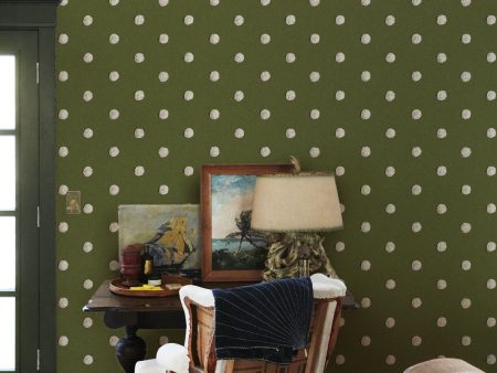 Chenille Dots Large  Wallpaper by Chris Benz - Olive Hot on Sale