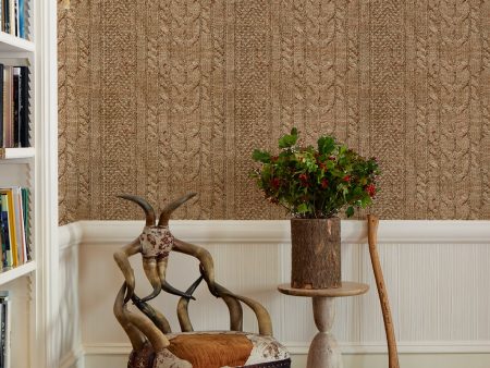 Cable Knit  Wallpaper by Lingua Franca - Brown Online Hot Sale