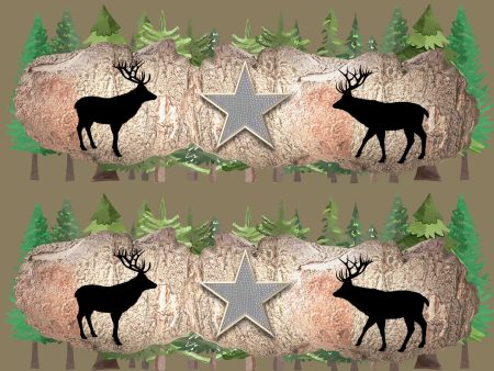 Deer Silhouette Wood Texture Pine Forest Edible Cake Topper Image Strips ABPID53781 Online