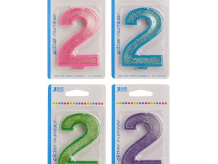 2 Glitter Numeral Candle For Cheap