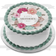 Happy Mother s Day Pink and Blue Flowers Edible Cake Topper Image ABPID53812 Hot on Sale