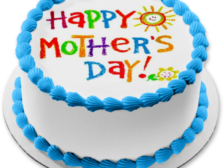 Happy Mother s Day Children s Art Edible Cake Topper Image ABPID53804 Hot on Sale