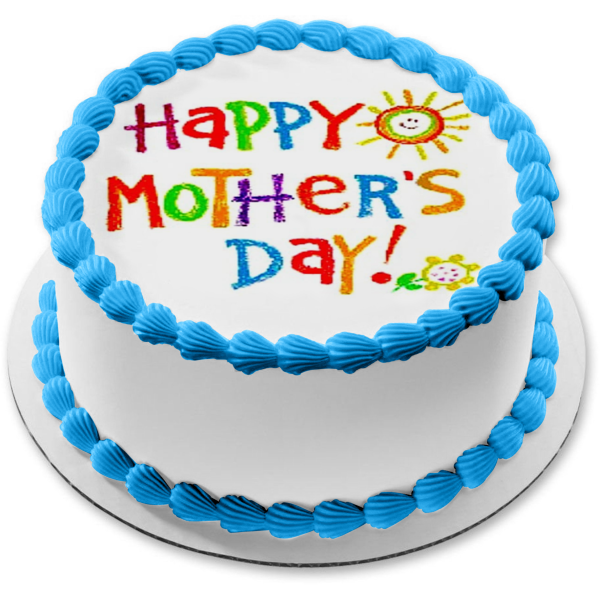 Happy Mother s Day Children s Art Edible Cake Topper Image ABPID53804 Hot on Sale