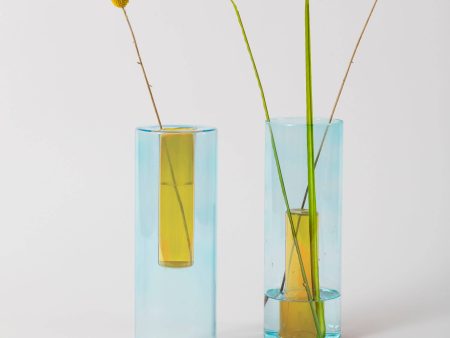 Block Design - Reversible Glass Vase - Large: Blue Yellow Online