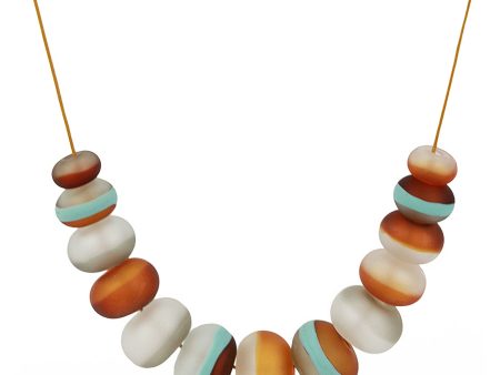 Soft stripes necklace -white, grey, amber and blue Online Sale