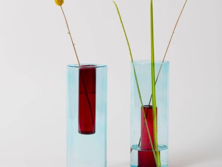 Block Design - Reversible Glass Vase - Large: Blue Red Supply