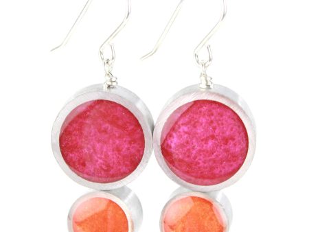 Resinique double circle earrings - Pink  and orange Hot on Sale