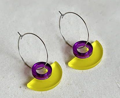 NEW Blok Earrings - Color: Yellow and Purple Online Sale