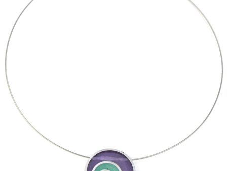 Resinique triple circle necklace - Purple, seafoam and yellow For Cheap