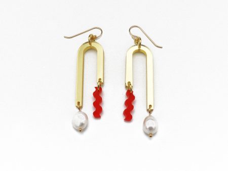 dconstruct - Arch Earrings - Gold: Red For Sale