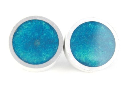 Resinique studs - blue green For Sale