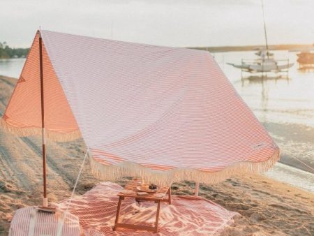 Premium Laurens Fringed Beach Tent, Pink Stripe - BUSINESS & PLEASURE CO. on Sale