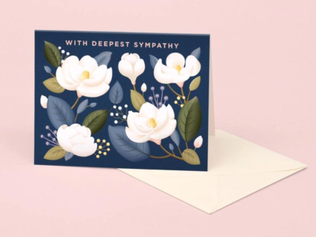 Navy Blue Floral Sympathy Card Cheap