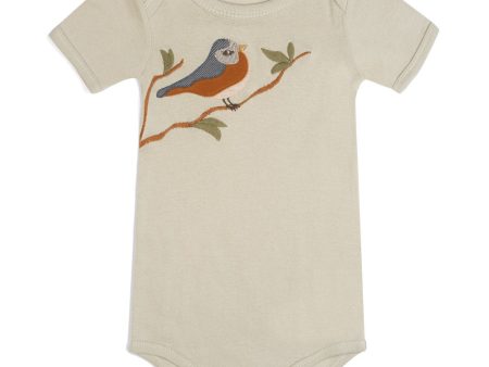 Short Sleeve One Piece Blue Bird Applique Online