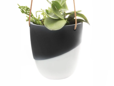 Two Tone Black and White Hanging Planter For Sale