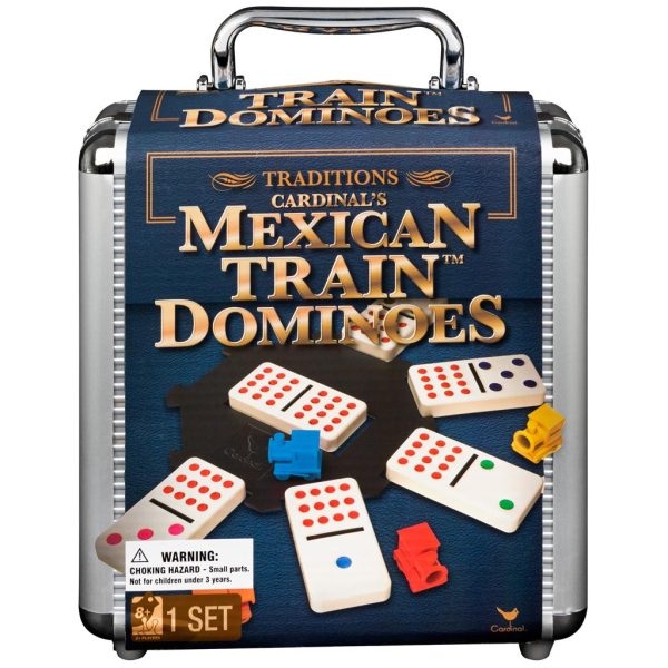 Mexican Train Double 12 Dominoes In Metal Carring Case: Traditions For Discount