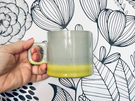 Porcelain Cup: Grey with Yellow For Cheap