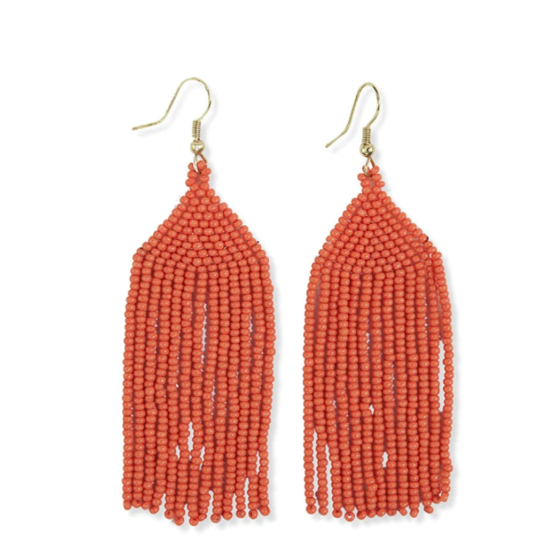 Ama Solid Triangle Bead Fringe Drop Earrings Fashion