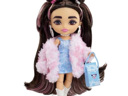 Barbie Extra Mini Doll With Pink Furry Jacket, Accessories And Doll Stand, 5.5-Inch Collectible Supply