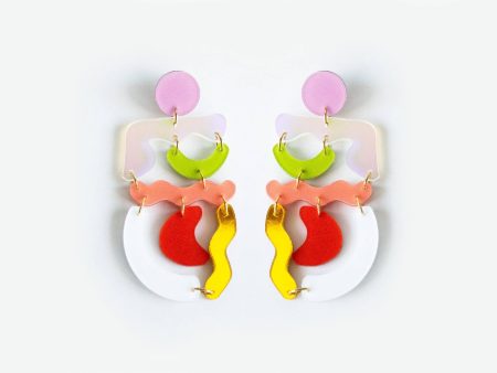 Ecoresin Squiggle Mania Earrings: Rainbow For Cheap