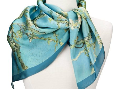 Van Gogh Almond Blossom Square Satin Chiffon Scarf Online