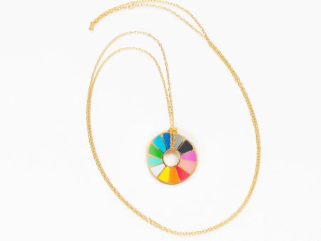 Yellow Owl Workshop - Color Wheel Pendant - Gold Colorful Jewelry For Sale