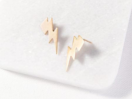 Brass Lightening Bolt Earrings Online now