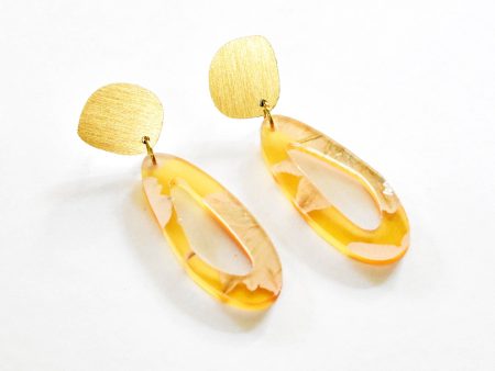 dconstruct - Ecoresin Earrings - Fluid Oval Drop: Fleur Vitamin C   Gold Cheap