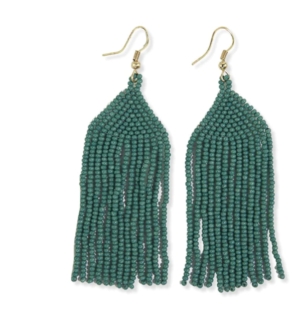 Ama Solid Triangle Bead Fringe Drop Earrings Fashion